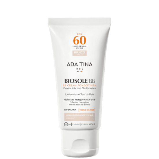 BB Cream com Protetor Solar - Biosole BB FPS 60 - Ada Tina - Bianco - 40ml BB Cream com Protetor Solar - Biosole BB FPS 60 - Ada Tina - Bianco - 40ml