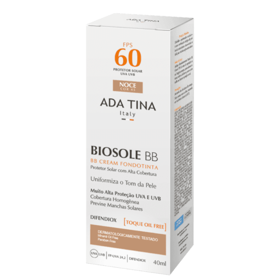 BB Cream com Protetor Solar - Biosole BB FPS 60 - Ada Tina - Noce - 40ml BB Cream com Protetor Solar - Biosole BB FPS 60 - Ada Tina - Noce - 40ml