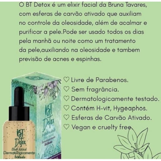 Elixir Facial BT Detox - Bruna Tavares - 35ml Elixir Facial BT Detox - Bruna Tavares - 35ml