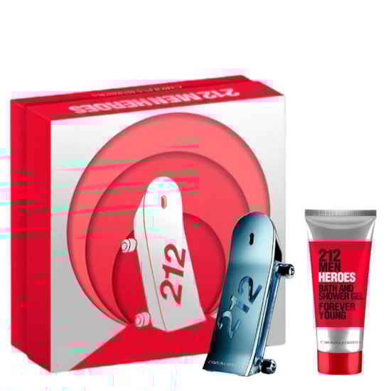 Kit Coffret 212 Men Heroes - Carolina Herrera - Masculino - Perfume 90ml + Shower Gel 100ml Kit Coffret 212 Men Heroes - Carolina Herrera - Masculino - Perfume 90ml + Shower Gel 100ml