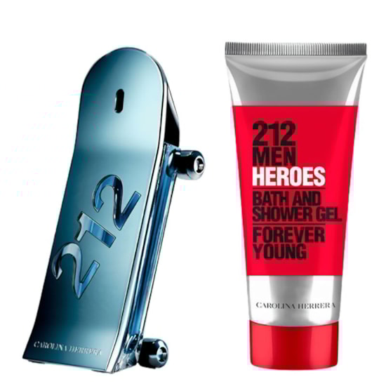 Kit Coffret 212 Men Heroes - Carolina Herrera - Masculino - Perfume 90ml + Shower Gel 100ml Kit Coffret 212 Men Heroes - Carolina Herrera - Masculino - Perfume 90ml + Shower Gel 100ml