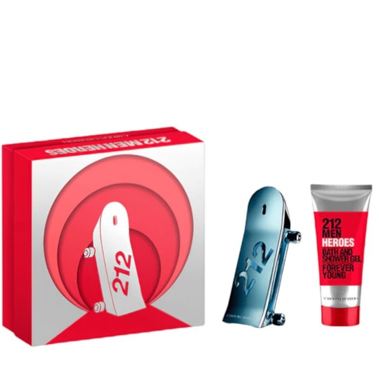 Kit Coffret 212 Men Heroes - Carolina Herrera - Masculino - Perfume 90ml + Shower Gel 100ml Kit Coffret 212 Men Heroes - Carolina Herrera - Masculino - Perfume 90ml + Shower Gel 100ml