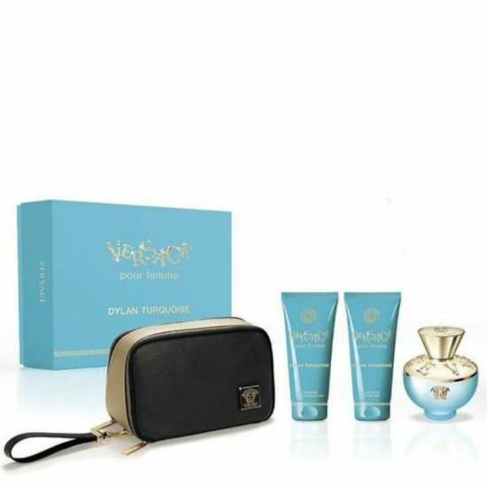 Kit Dylan Turquoise - Versace - Feminino - Perfume 100ml + Shower Gel + Loção Corporal + Necessaire Kit Dylan Turquoise - Versace - Feminino - Perfume 100ml + Shower Gel + Loção Corporal + Necessaire