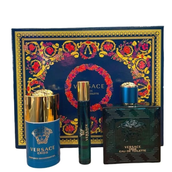 Kit Eros - Versace - Masculino - Perfume 100ml + Deo Stick 75ml + Travel 10ml Kit Eros - Versace - Masculino - Perfume 100ml + Deo Stick 75ml + Travel 10ml