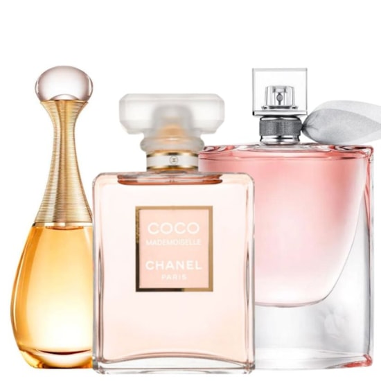 Kit Feminino Elegância Essencial - Coco Mademoiselle - J'adore - La Vie Est Belle - 5ml