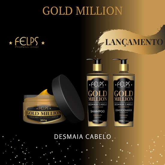 Kit Gold Million Desmaia Cabelo - Felps - Shampoo 230ml + Condicionador 230ml
