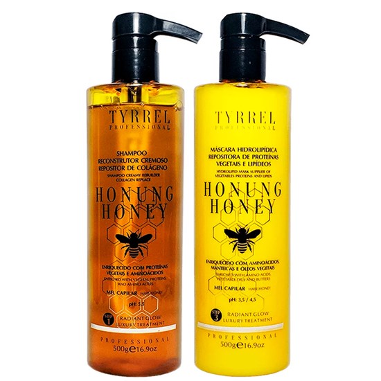 Kit Honung Honey - Tyrrel Professional - Shampoo Reconstrutor 500g + Máscara Hidrolipídica 500g