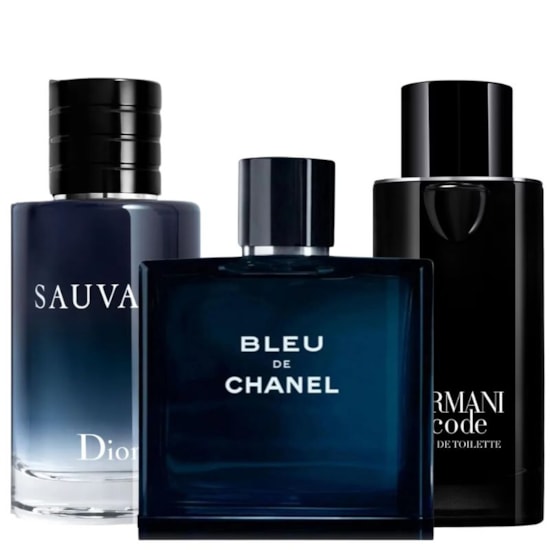 Kit Masculino Prestígio - Armani Code - Bleu de Chanel - Sauvage - 5ml