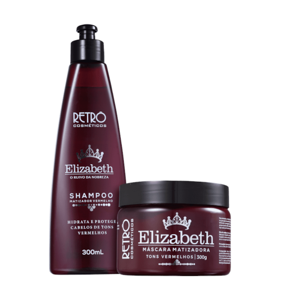 Kit Matizador Tons Vermelhos Red Elizabeth - Retrô Cosméticos - Shampoo 300ml + Máscara 300g Kit Matizador Tons Vermelhos Red Elizabeth - Retrô Cosméticos - Shampoo 300ml + Máscara 300g