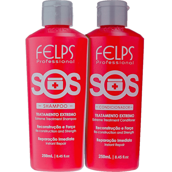 Kit Reconstrutor Capilar SOS - Felps Profissional - Shampoo + Condicionador - 250ML Kit Reconstrutor Capilar SOS - Felps Profissional - Shampoo + Condicionador - 250ML