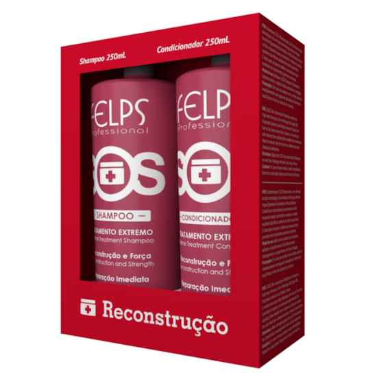 Kit Reconstrutor Capilar SOS - Felps Profissional - Shampoo + Condicionador - 250ML Kit Reconstrutor Capilar SOS - Felps Profissional - Shampoo + Condicionador - 250ML