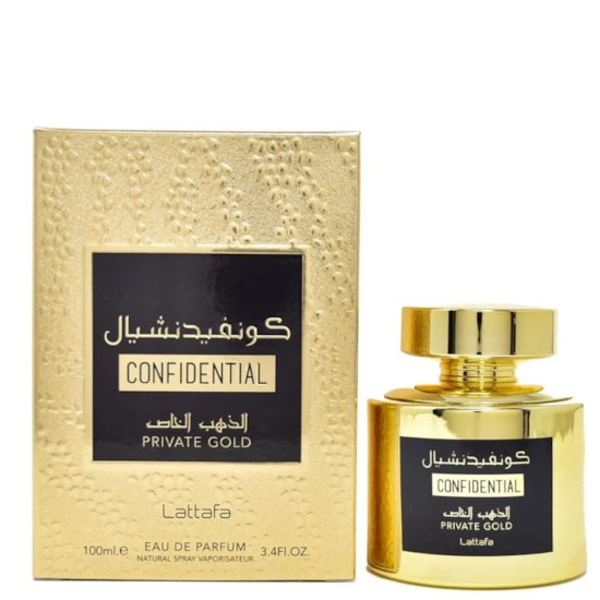 Perfume Confidential Private Gold - Lattafa - Unissex - Eau de Parfum - 100ml Perfume Confidential Private Gold - Lattafa - Unissex - Eau de Parfum - 100ml